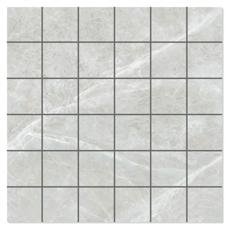 Marmor Mosaik Klinker Sintracino Lysegrå Poleret 30x30 (5x5) cm-0